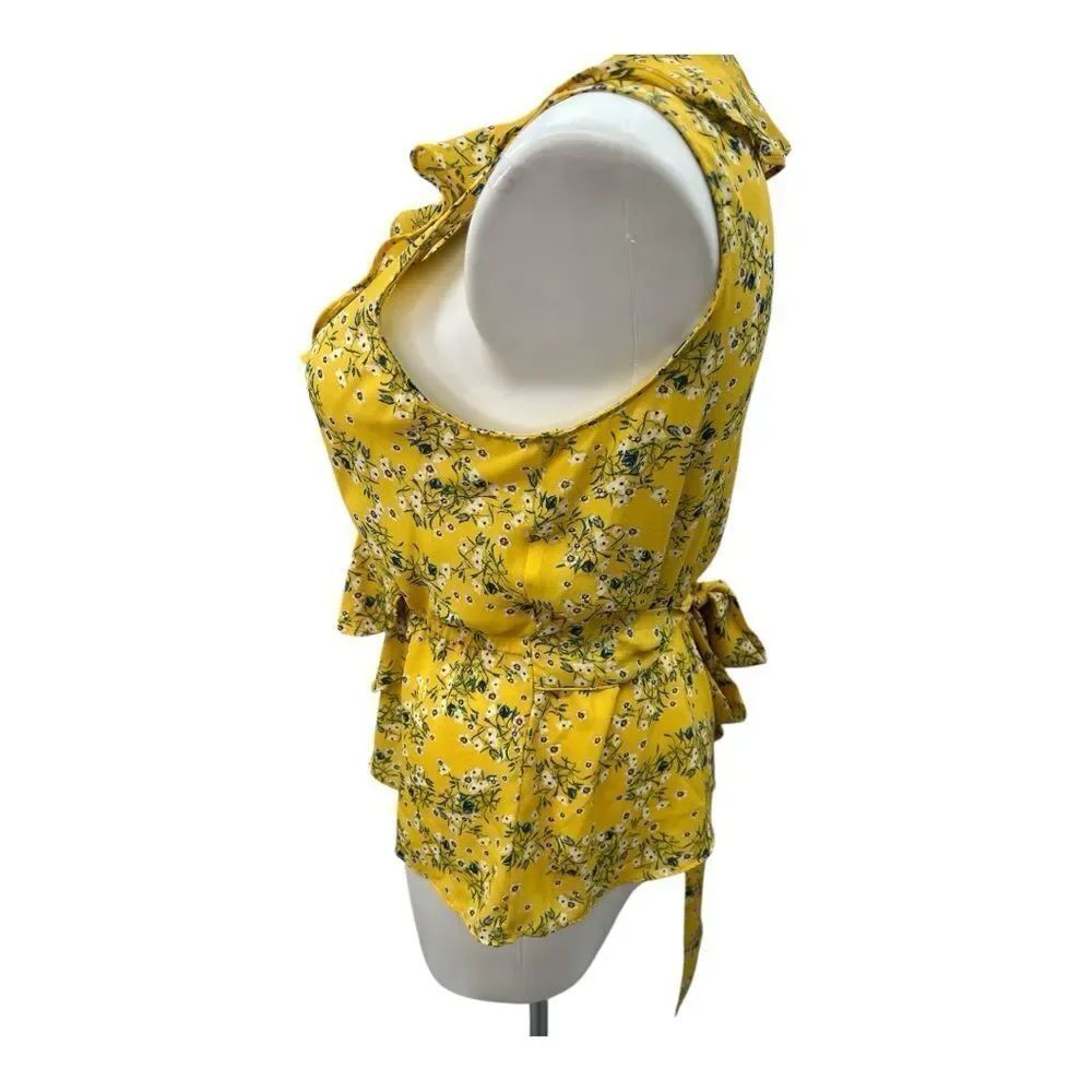 Max Studio Yellow Ruffled Tie Back Blouse - Picture 3 of 4